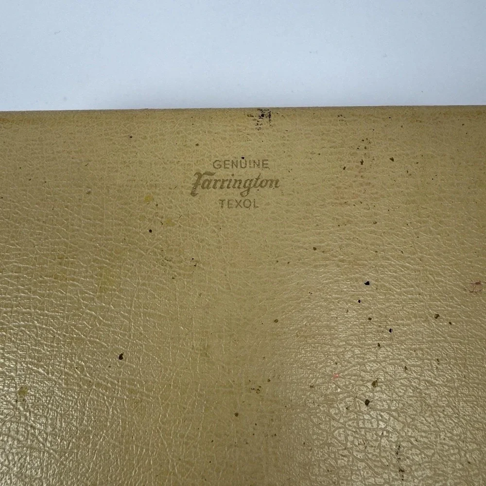 1960's Vintage FARRINGTON Genuine Texol Cream Jewelry‎ Box Red Velvet Lining